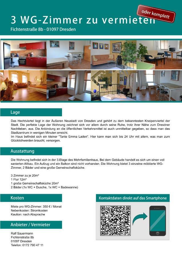 Ferienwohnung Residenz Bis 6 Gaeste , Ferienwohnung Dresden Bis 4 Gaeste, Ferienwohnung Elbflorenz Bis 2 Gaeste Exteriör bild